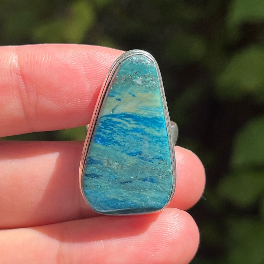 925 silver plated Size 6.5 blue azurite ring